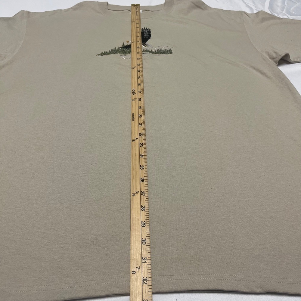 100% Cotton EMI Sportswear Tan Alaska Embroidered Bald Eagle Nature T-Shirt XXL - Picture 4 of 7
